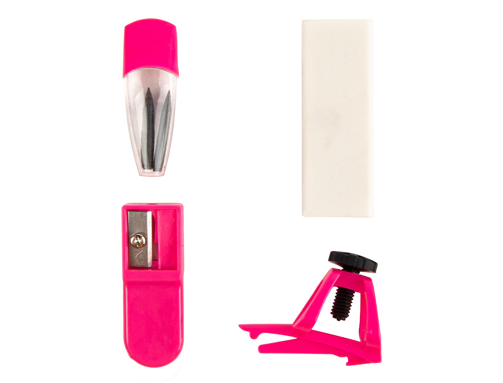 COMPAS LIDERPAPEL ADAPTATEUR UNIVERSEL MINES TAILLE-MINES  ET GOMME COLORIS ASSORTIS