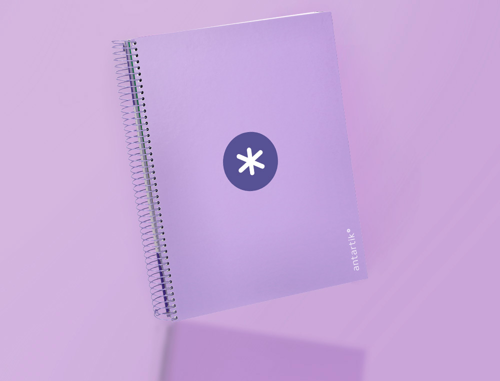 CAHIER SPIRALE ANTARTIK A4 240P 90G REMBORDE QUADRILLAGE 5MM MICROPERFORE 5 BANDES 4   TROUS COLORIS LAVANDE