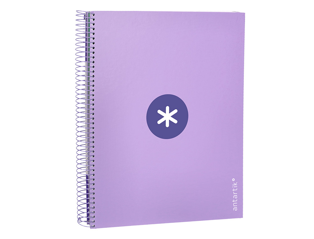 CAHIER SPIRALE ANTARTIK A4 240P 90G REMBORDE QUADRILLAGE 5MM MICROPERFORE 5 BANDES 4   TROUS COLORIS LAVANDE