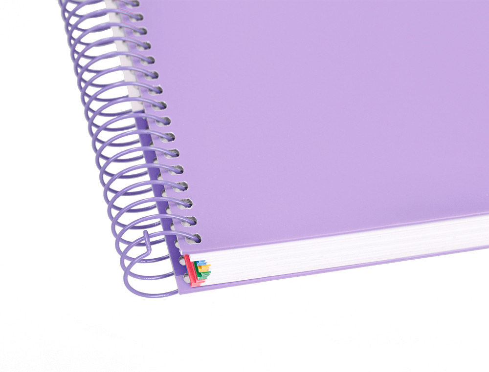 CAHIER SPIRALE ANTARTIK A4 240P 90G REMBORDE QUADRILLAGE 5MM MICROPERFORE 5 BANDES 4   TROUS COLORIS LAVANDE