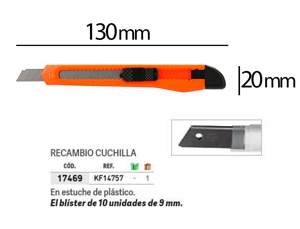 CUTTER XD-05Q-CONNECT LAME RETRACTABLE INTERCHANGEABLE ENACIER 9MM PRECOUPEE FREIN DE  SECURITE