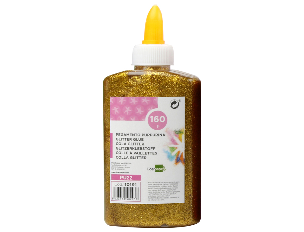 COLLE PAILLETEE LIDERPAPEL COLORIS OR METALLISE - POT DE 160G