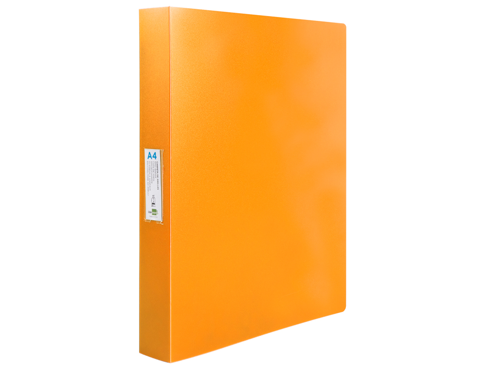 CLASSEUR LIDERPAPEL 4 ANNEAUX 25MM A4 260X315MM POLYPROPYLENE DOS 40MM PORTE-CARTES VISITE COLORIS ORANGE