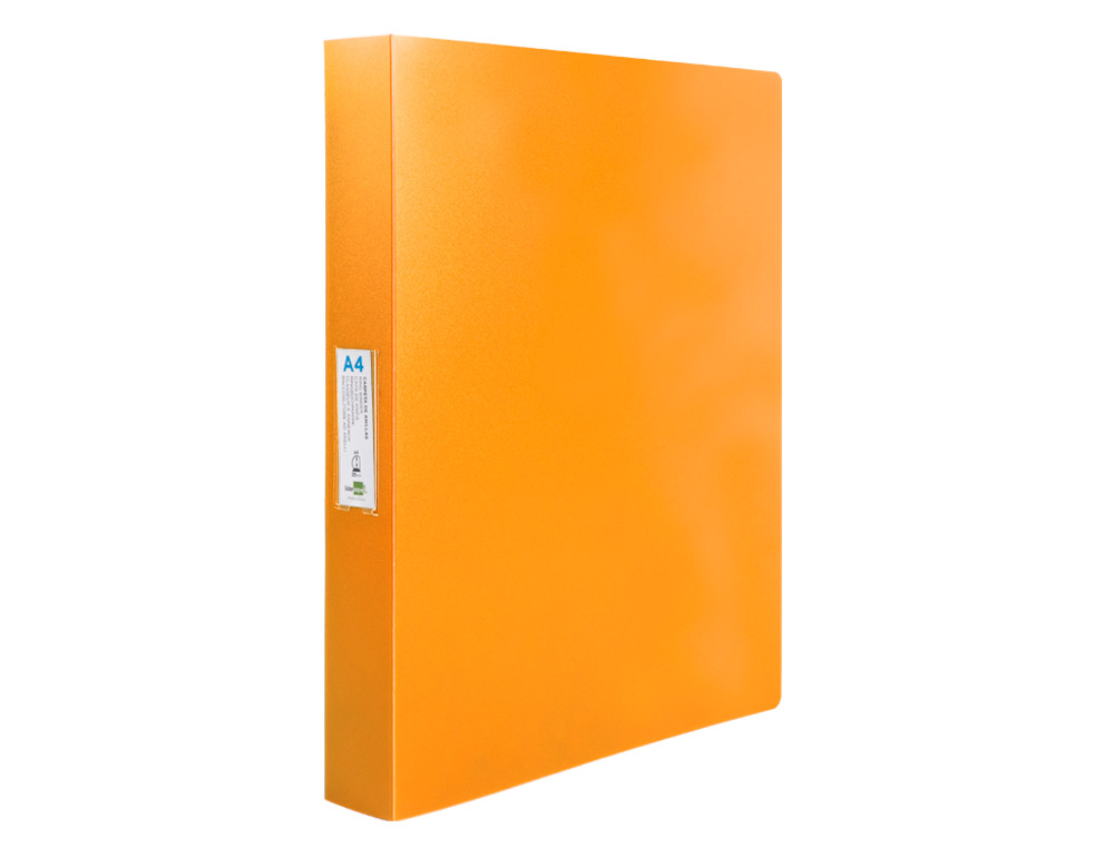 CLASSEUR LIDERPAPEL 4 ANNEAUX 25MM A4 260X315MM POLYPROPYLENE DOS 40MM PORTE-CARTES VISITE COLORIS ORANGE
