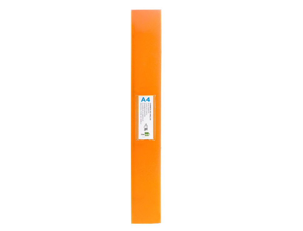 CLASSEUR LIDERPAPEL 4 ANNEAUX 25MM A4 260X315MM POLYPROPYLENE DOS 40MM PORTE-CARTES VISITE COLORIS ORANGE
