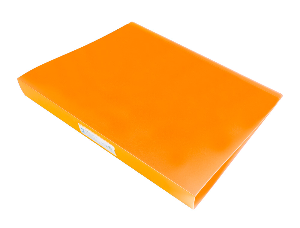 CLASSEUR LIDERPAPEL 4 ANNEAUX 25MM A4 260X315MM POLYPROPYLENE DOS 40MM PORTE-CARTES VISITE COLORIS ORANGE