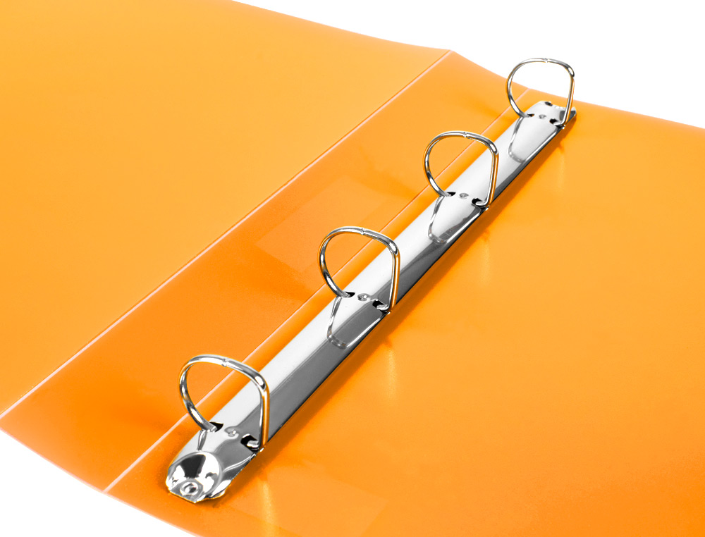 CLASSEUR LIDERPAPEL 4 ANNEAUX 25MM A4 260X315MM POLYPROPYLENE DOS 40MM PORTE-CARTES VISITE COLORIS ORANGE