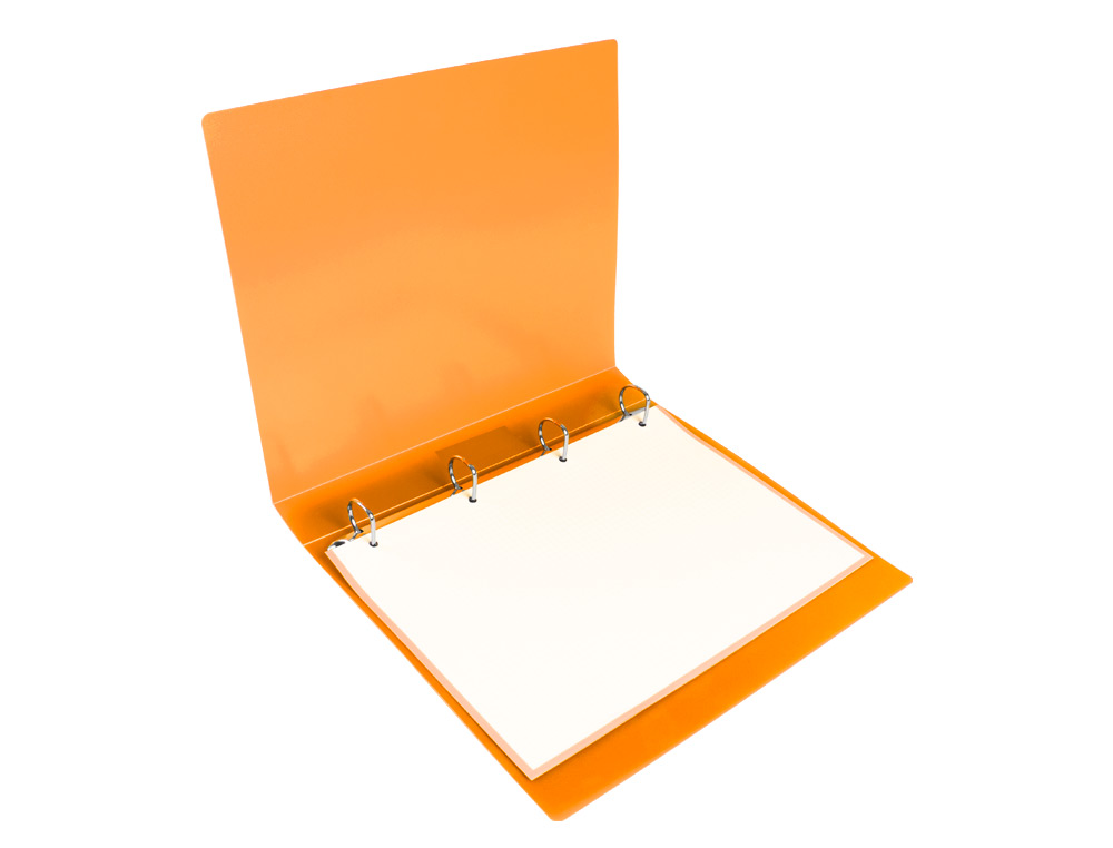 CLASSEUR LIDERPAPEL 4 ANNEAUX 25MM A4 260X315MM POLYPROPYLENE DOS 40MM PORTE-CARTES VISITE COLORIS ORANGE