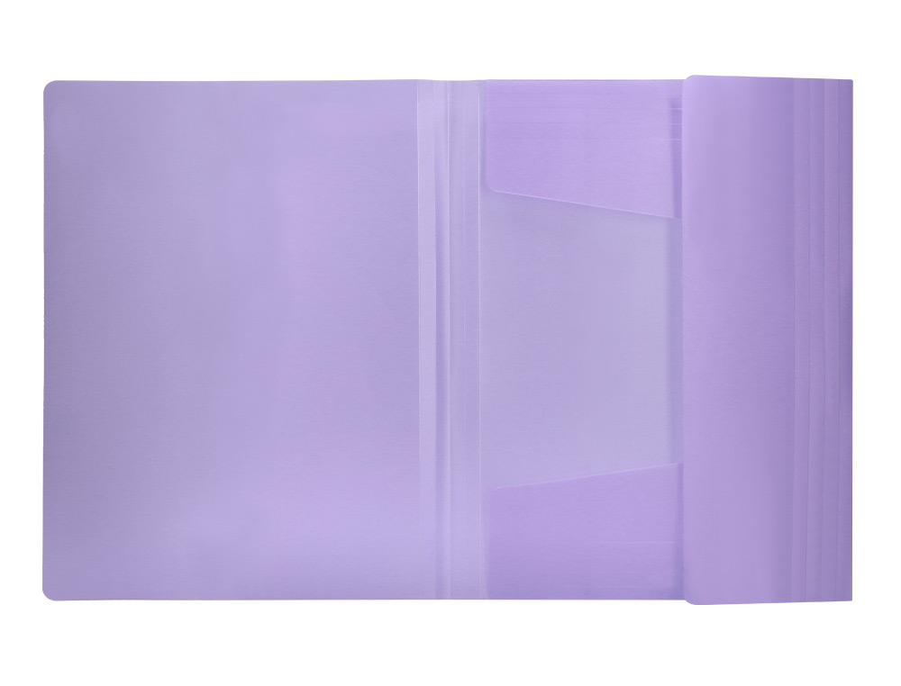 CHEMISE LIDERPAPEL POLYPROPYLENE DOS FLEXIBLE A4 210X297MM 4/10E 3 RABATS 100F ELASTIQUE LAVANDE OPAQUE