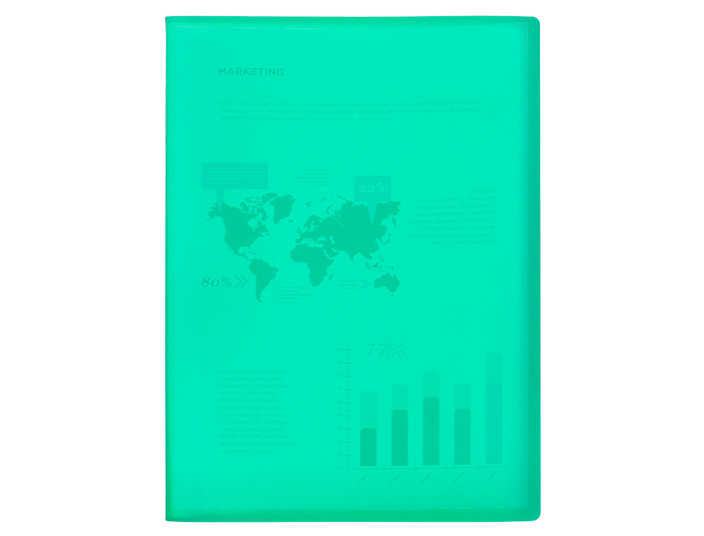 PROTEGE-DOCUMENTS LIDERPAPEL POLYPROPYLENE COUVERTURE      FLEXIBLE 30 POCHETTES FIXES   A4 210X297MM VERT TRANSLUCIDE