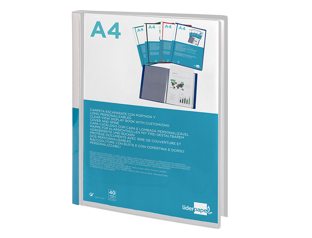 PROTEGE-DOCS LIDERPAPEL KANGOUROU PERSONNALISABLE     POLYPRO 40 POCHETTES FIXES A4 210X297MM TRANSPARENT