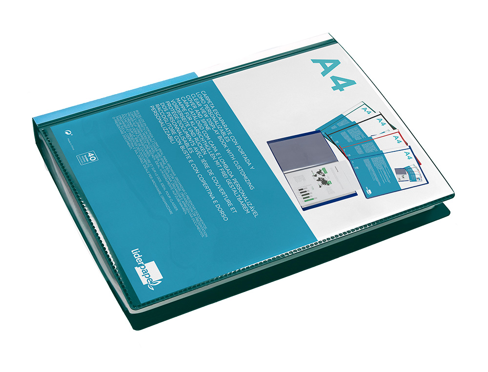 PROTEGE-DOCS LIDERPAPEL KANGOUROU PERSONNALISABLE     POLYPRO 40 POCHETTES FIXES A4 210X297MM VERT TRANSLUCIDE