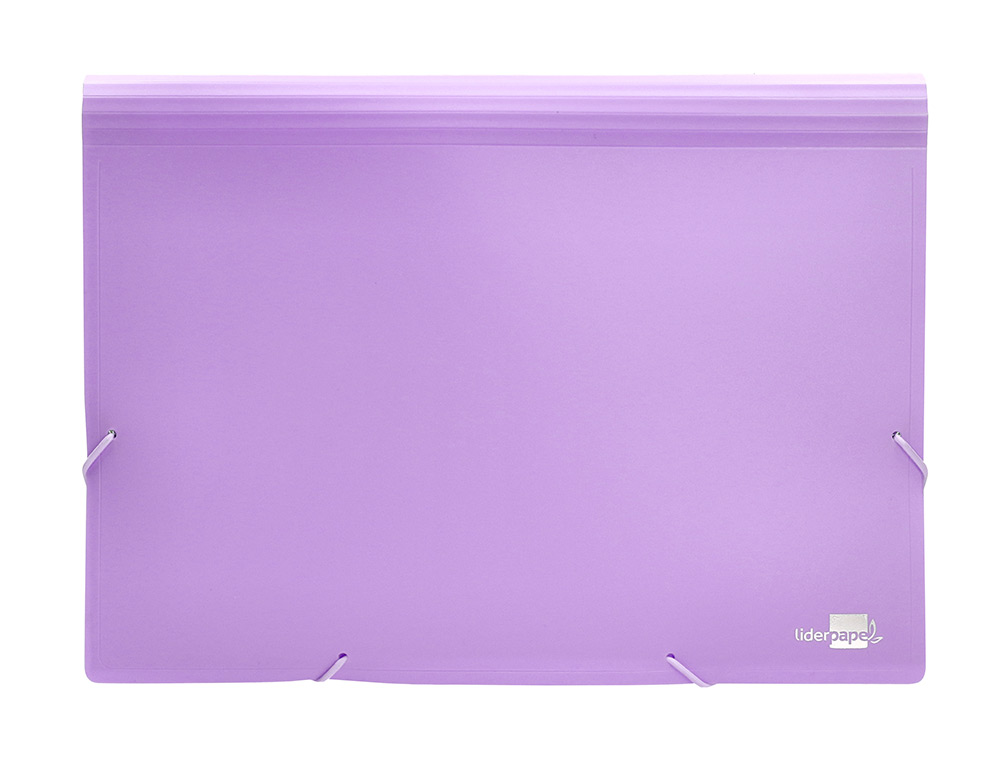 TRIEUR LIDERPAPEL POLYPRO A4 210X297MM 700 MICRONS 13 COMPARTIMENTS FERMETURE ELASTIQUE  COLORIS LAVANDE OPAQUE