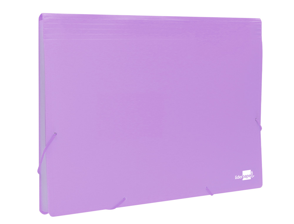 TRIEUR LIDERPAPEL POLYPRO A4 210X297MM 700 MICRONS 13 COMPARTIMENTS FERMETURE ELASTIQUE  COLORIS LAVANDE OPAQUE