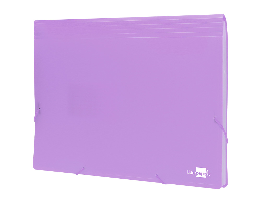 TRIEUR LIDERPAPEL POLYPRO A4 210X297MM 700 MICRONS 13 COMPARTIMENTS FERMETURE ELASTIQUE  COLORIS LAVANDE OPAQUE