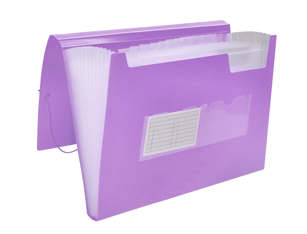 TRIEUR LIDERPAPEL POLYPRO A4 210X297MM 700 MICRONS 13 COMPARTIMENTS FERMETURE ELASTIQUE  COLORIS LAVANDE OPAQUE
