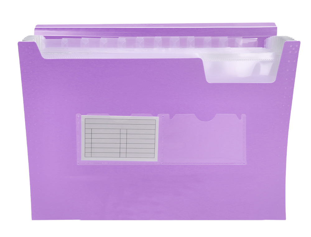 TRIEUR LIDERPAPEL POLYPRO A4 210X297MM 700 MICRONS 13 COMPARTIMENTS FERMETURE ELASTIQUE  COLORIS LAVANDE OPAQUE