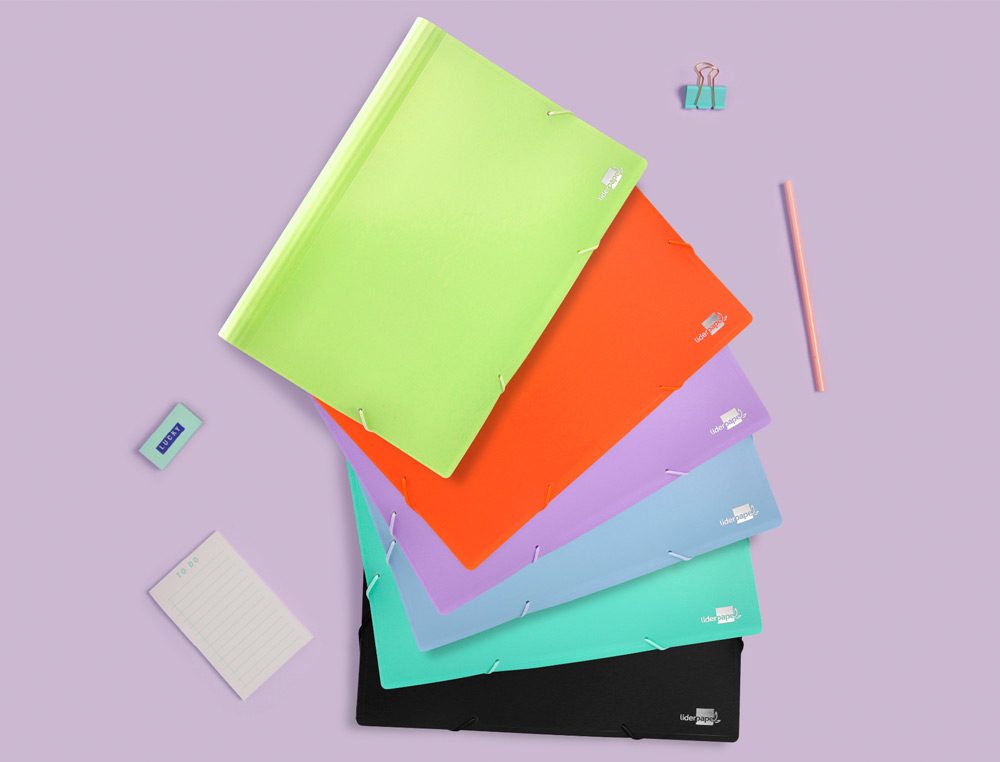 TRIEUR LIDERPAPEL POLYPRO A4 210X297MM 700 MICRONS 13 COMPARTIMENTS FERMETURE ELASTIQUE  COLORIS LAVANDE OPAQUE