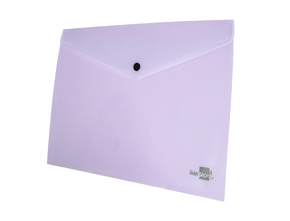 POCHETTE ENVELOPPE LIDERPAPEL POLYPROPYLENE 180 MICRONS A4  97X210MM 50F FERMETURE BOUTON LAVANDE OPAQUE