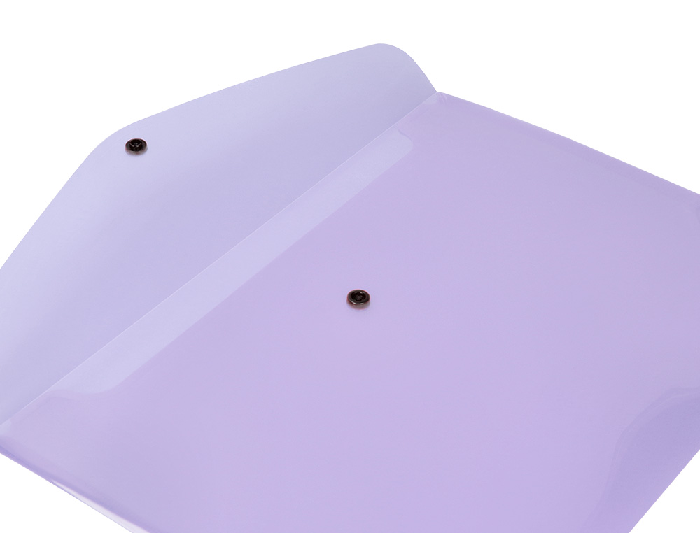 POCHETTE ENVELOPPE LIDERPAPEL POLYPROPYLENE 180 MICRONS A4  97X210MM 50F FERMETURE BOUTON LAVANDE OPAQUE
