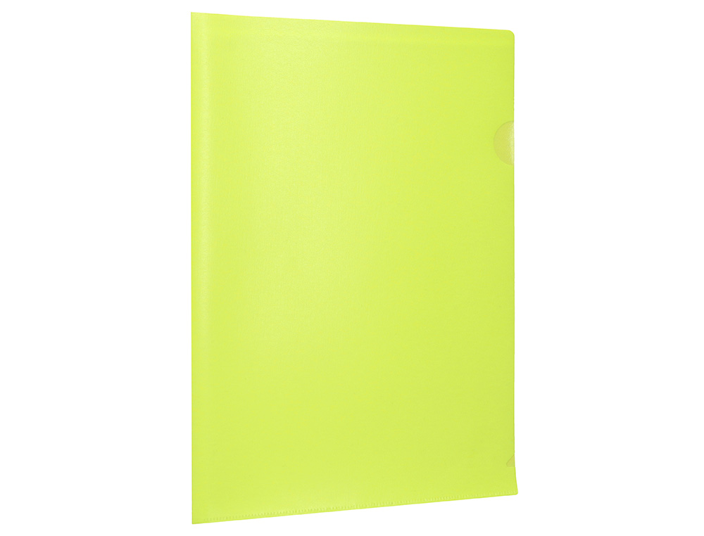 POCHETTE COIN LIDERPAPEL POLYPROPYLENE 180 MICRONS A4  210X297MM CAPACITE 20F        COLORIS JAUNE FLUO