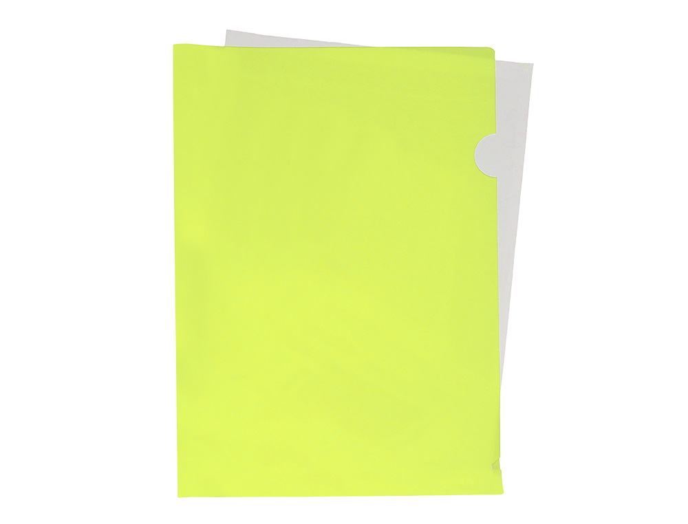 POCHETTE COIN LIDERPAPEL POLYPROPYLENE 180 MICRONS A4  210X297MM CAPACITE 20F        COLORIS JAUNE FLUO