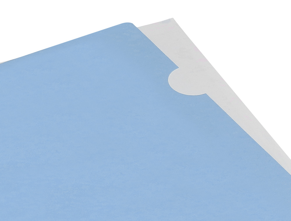 POCHETTE COIN LIDERPAPEL POLYPROPYLENE 180 MICRONS A4  210X297MM CAPACITE 20F        COLORIS BLEU CIEL OPAQUE