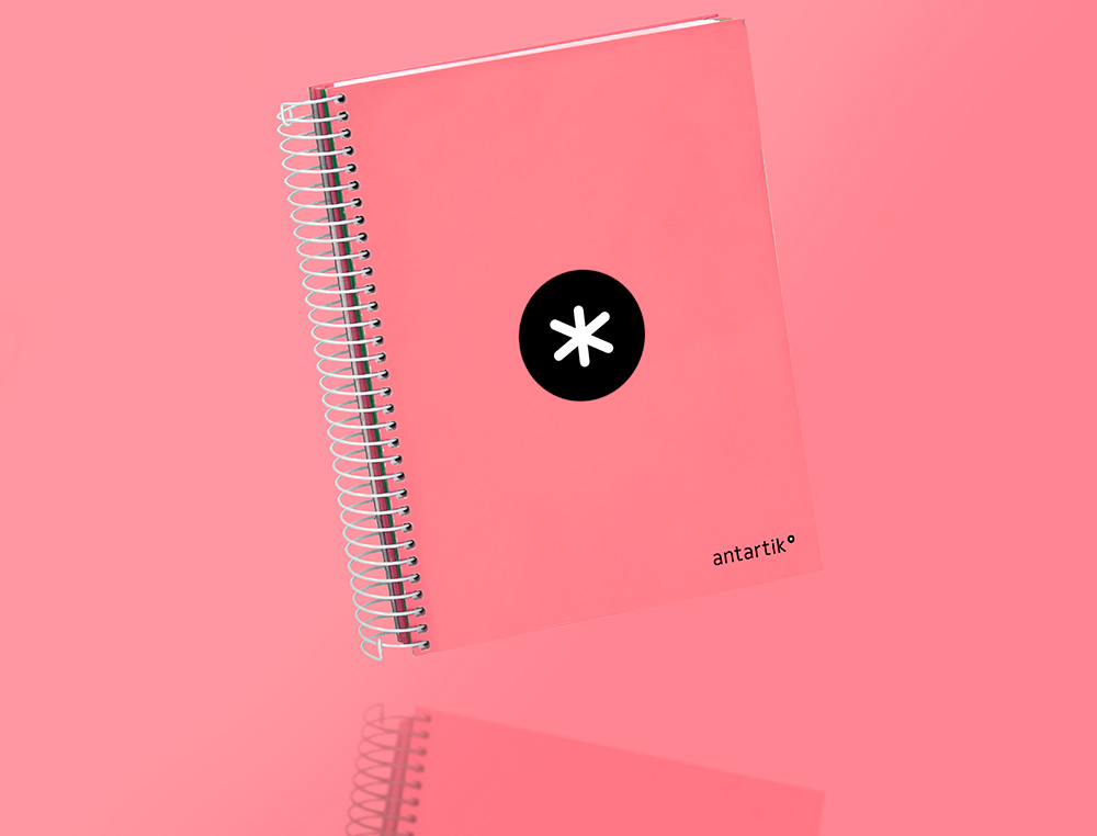 CAHIER SPIRALE ANTARTIK A4 100G COUVERTURE REMBORDEE     SEYES SANS BANDES 4 TROUS     COLORIS CORAIL