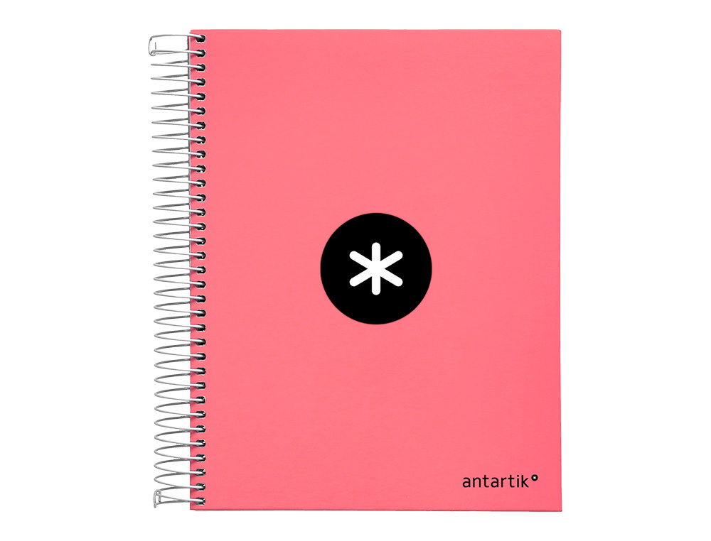 CAHIER SPIRALE ANTARTIK A4 100G COUVERTURE REMBORDEE     SEYES SANS BANDES 4 TROUS     COLORIS CORAIL