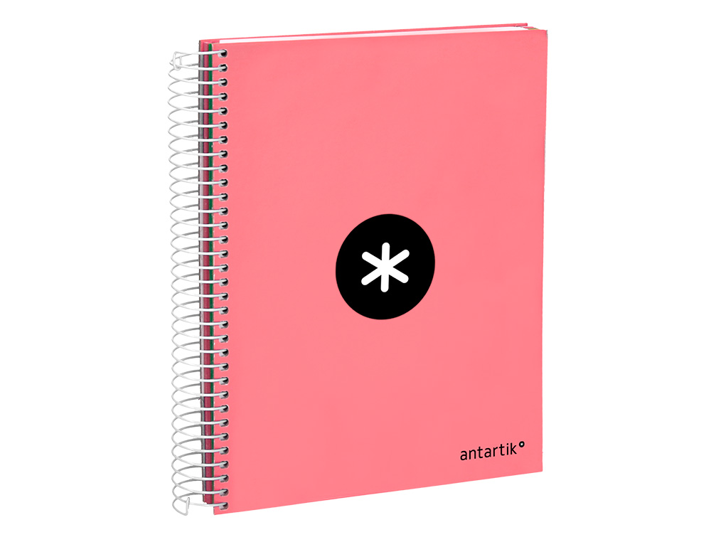 CAHIER SPIRALE ANTARTIK A4 100G COUVERTURE REMBORDEE     SEYES SANS BANDES 4 TROUS     COLORIS CORAIL
