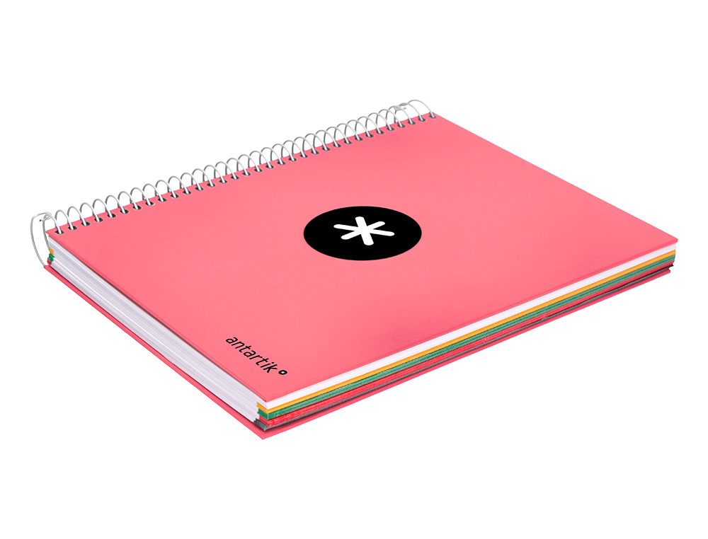 CAHIER SPIRALE ANTARTIK A4 100G COUVERTURE REMBORDEE     SEYES SANS BANDES 4 TROUS     COLORIS CORAIL