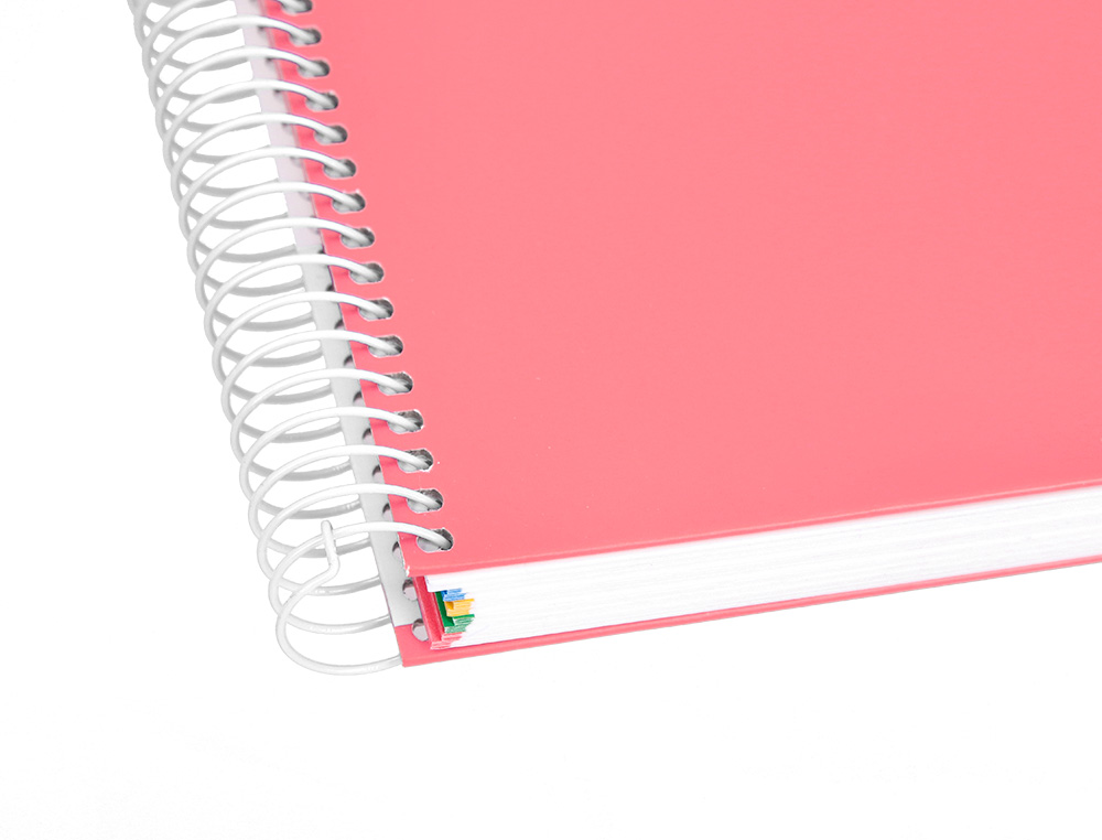 CAHIER SPIRALE ANTARTIK A4 100G COUVERTURE REMBORDEE     SEYES SANS BANDES 4 TROUS     COLORIS CORAIL