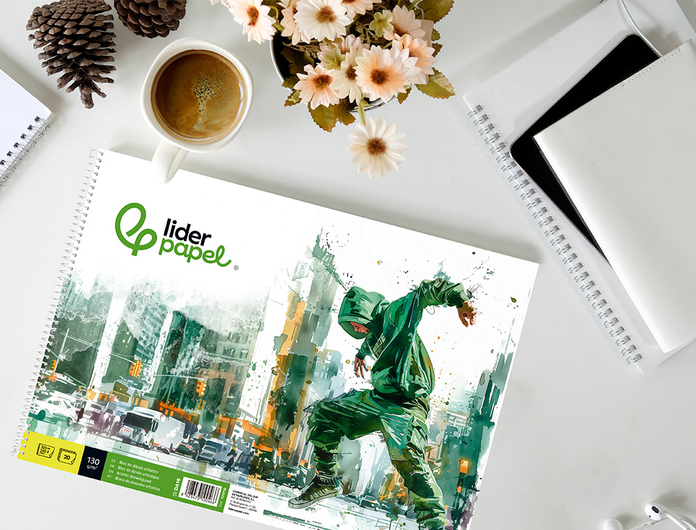 BLOC PAPIER DESSIN LIDERPAPEL URBAN SPIRALE 230X325MM       130G/M2 SANS ENCADREMENT      MICROPERFORE 20 FEUILLES