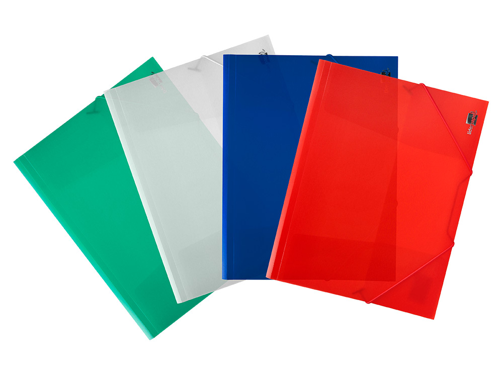 CHEMISE LIDERPAPEL POLYPROPYLNE DOS FLEXIBLE A4 210X297MM 4/10E 3 RABATS LASTIQUE 100F COLORIS TRANSPARENT