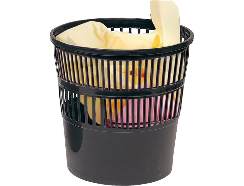 CORBEILLE À PAPIER Q-CONNECT AJOURÉE POLYSTYRÈNE SOUPLE ET TRÈS RÉSISTANT 15L COLORIS NOIR