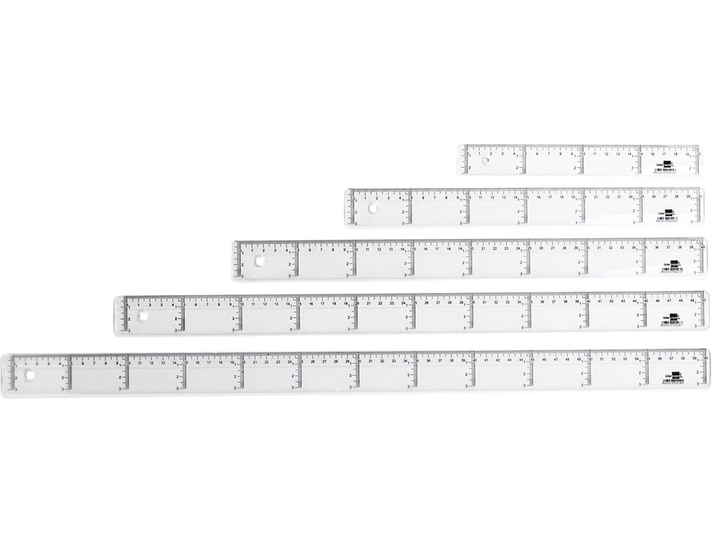 RGLE LIDERPAPEL GRADUATION VERTICALE HORIZONTALE 40CM BORD BISEAUT GAMME CRISTAL TRANSPARENTE CONOMIQUE