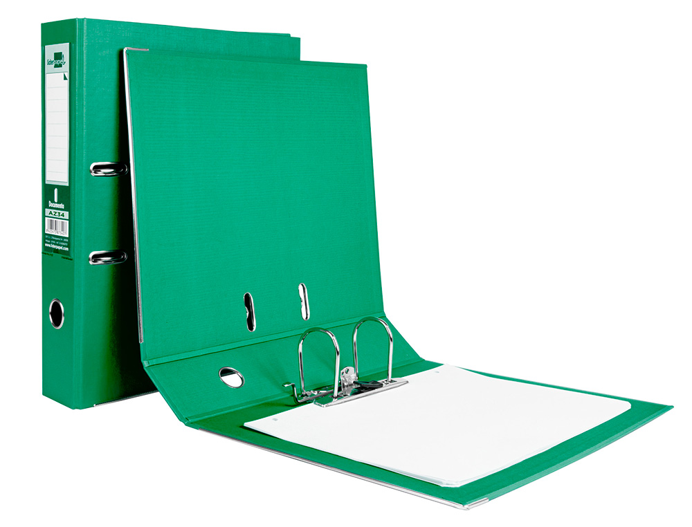 CLASSEUR LEVIER LIDERPAPEL DOCUMENTA A4+ CARTON REMBORDE DOS 75MM RADO METALLIQUE      COLORIS VERT