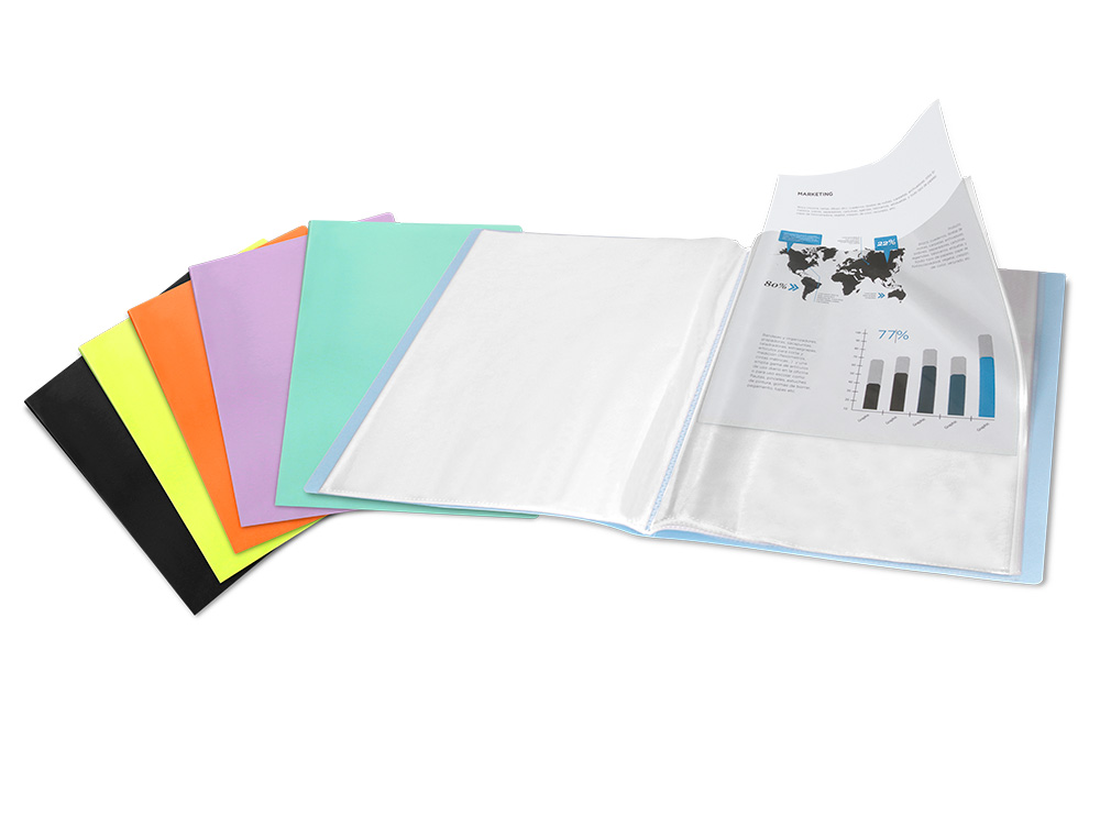 PROTGE-DOCUMENTS LIDERPAPEL POLYPROPYLNE COUVERTURE FLEXIBLE 10 POCHETTES FIXES A4 210X297MM NOIR OPAQUE
