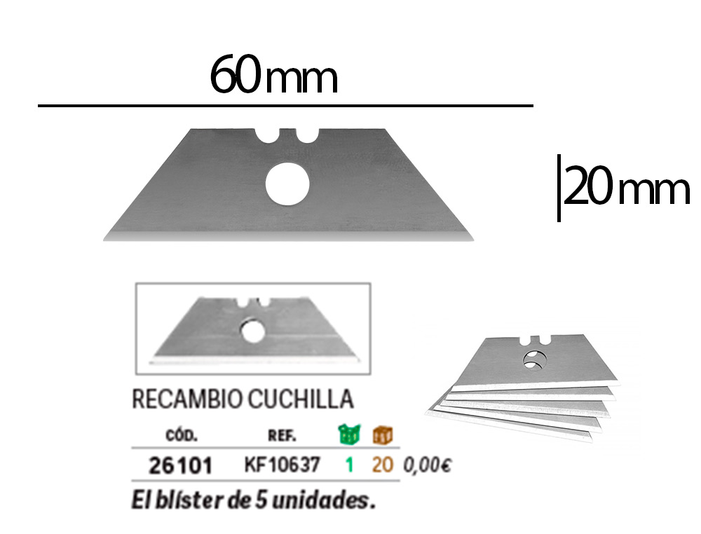 LAME RECHANGE Q-CONNECT CUTTER UNIVERSEL 18MM BLISTER 5 UNITÉS