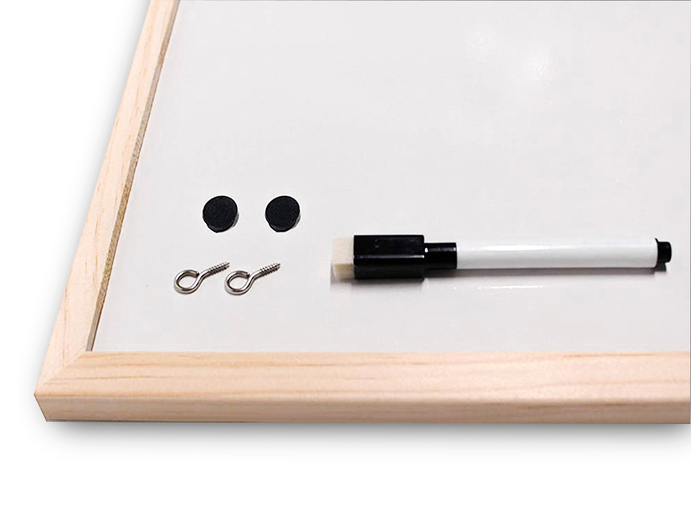 TABLEAU Q-CONNECT MLAMIN CADRE BOIS LISSE LAVABLE STABILIT MARQUEURS SPCIAUX ACCESSOIRES FIXATION MUR 120X90CM