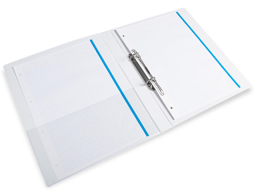 CLASSEUR KANGOUROU LIDERPAPEL 2 ANNEAUX 16MM 283X320MM DOCUMENT A4 PLASTIQUE DOS 28MM COLORIS BLANC