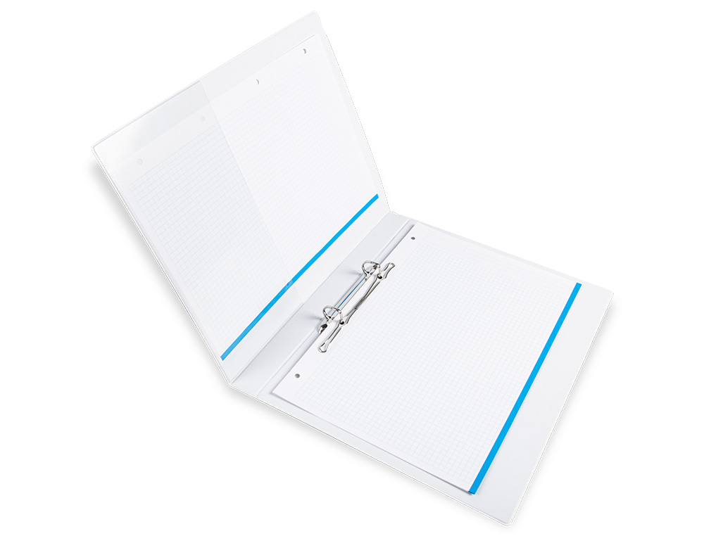 CLASSEUR KANGOUROU LIDERPAPEL 2 ANNEAUX 16MM 283X320MM DOCUMENT A4 PLASTIQUE DOS 28MM COLORIS BLANC