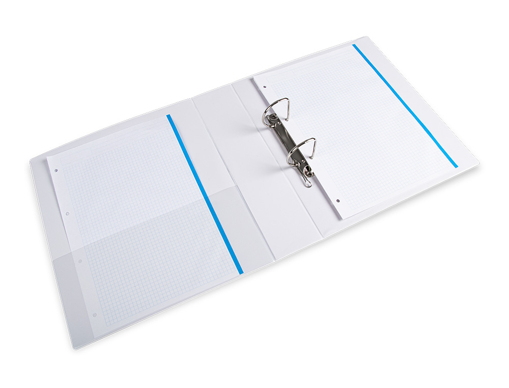 CLASSEUR KANGOUROU LIDERPAPEL 2 ANNEAUX 55MM 283X320MM DOCUMENT A4 PLASTIQUE DOS 78MM COLORIS BLANC