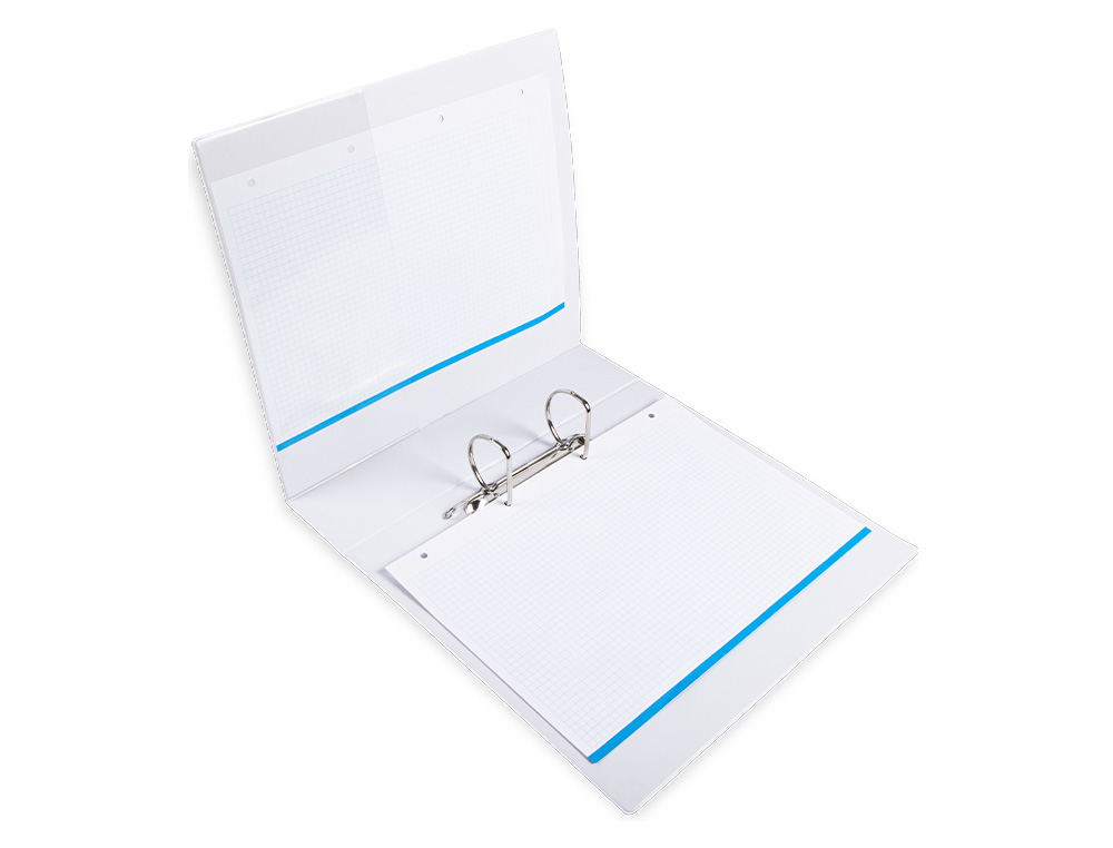 CLASSEUR KANGOUROU LIDERPAPEL 2 ANNEAUX 55MM 283X320MM DOCUMENT A4 PLASTIQUE DOS 78MM COLORIS BLANC