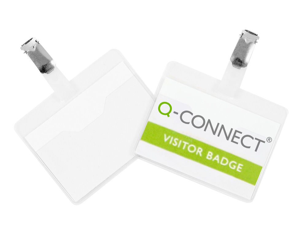 BADGE Q-CONNECT CLIP PVC PINCE MTALLIQUE CARTE BLANCHE FOURNIE FORMAT 60X90MM