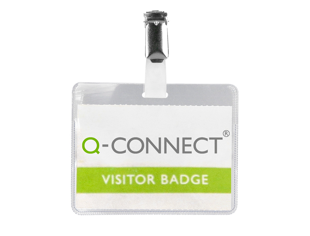 BADGE Q-CONNECT CLIP PVC PINCE MTALLIQUE CARTE BLANCHE FOURNIE FORMAT 60X90MM