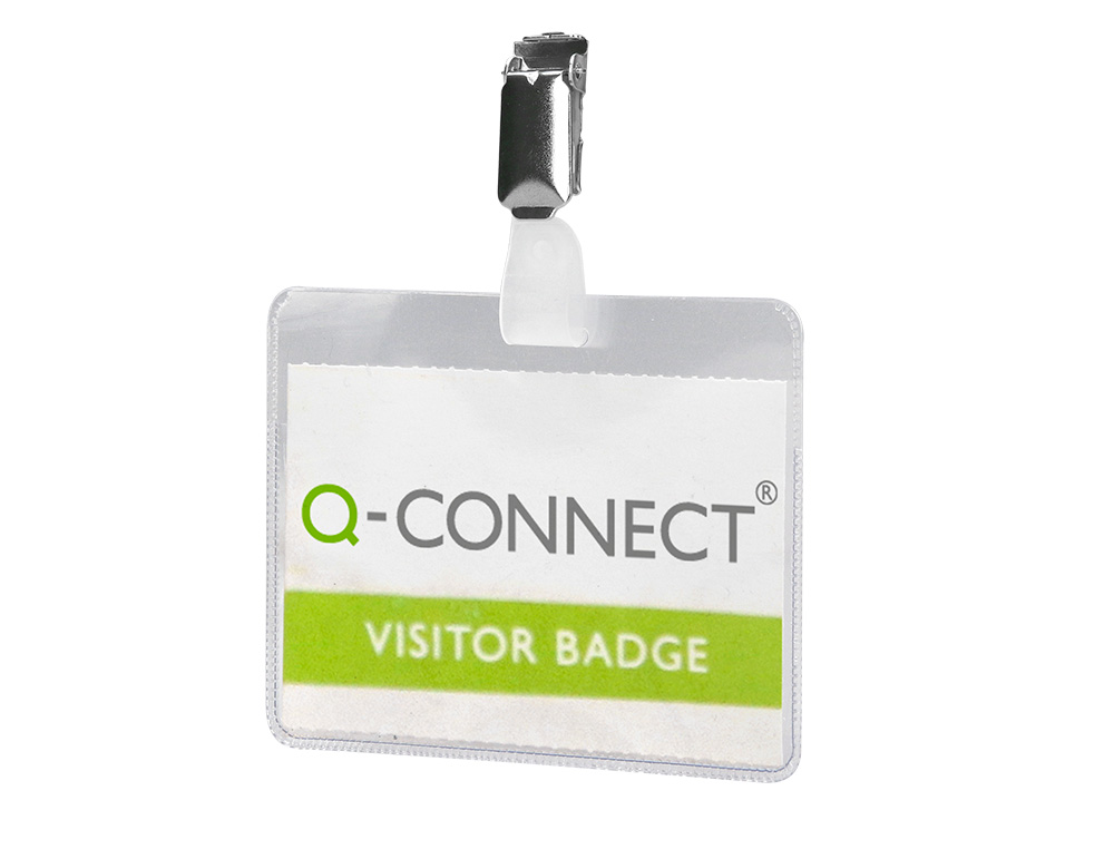 BADGE Q-CONNECT CLIP PVC PINCE MTALLIQUE CARTE BLANCHE FOURNIE FORMAT 60X90MM