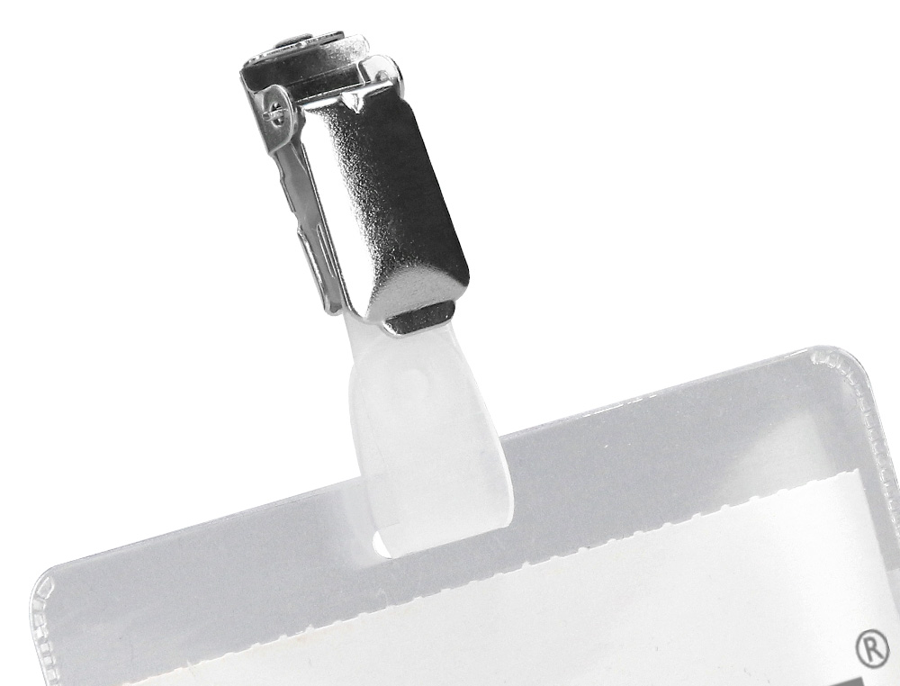 BADGE Q-CONNECT CLIP PVC PINCE MTALLIQUE CARTE BLANCHE FOURNIE FORMAT 60X90MM