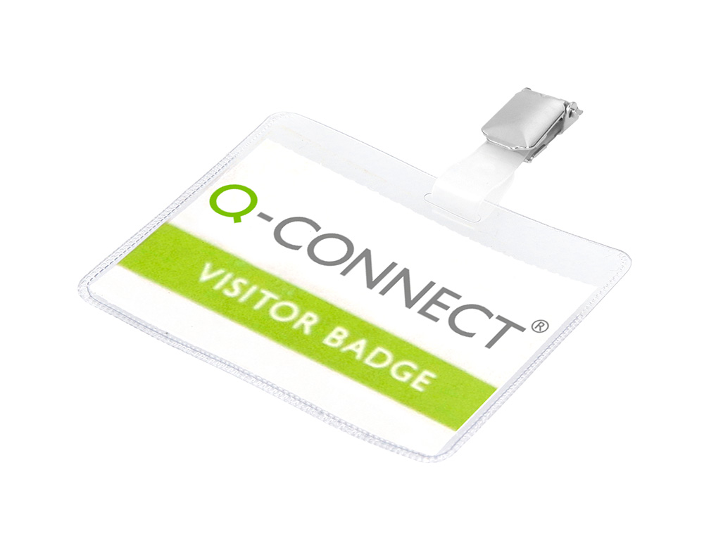 BADGE Q-CONNECT CLIP PVC PINCE MTALLIQUE CARTE BLANCHE FOURNIE FORMAT 60X90MM
