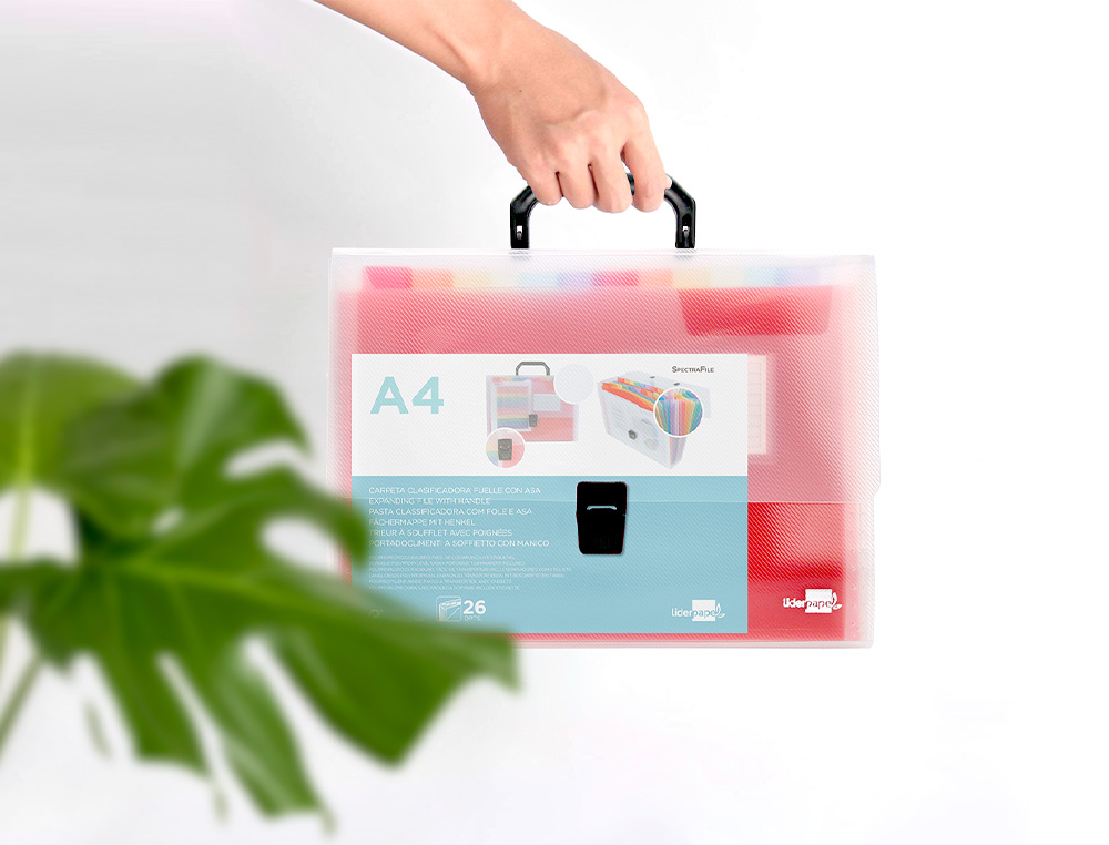 TRIEUR LIDERPAPEL SÉRIE SPECTRAFILE POLYPROPYLÈNE A4 210X297MM 1200 MICRONS 26 COMPARTIMENTS COLORIS FROSTY TRANSPARENT